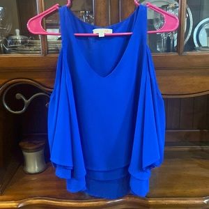 Royal Blue Open Shoulder Tank Top Long Sleeve